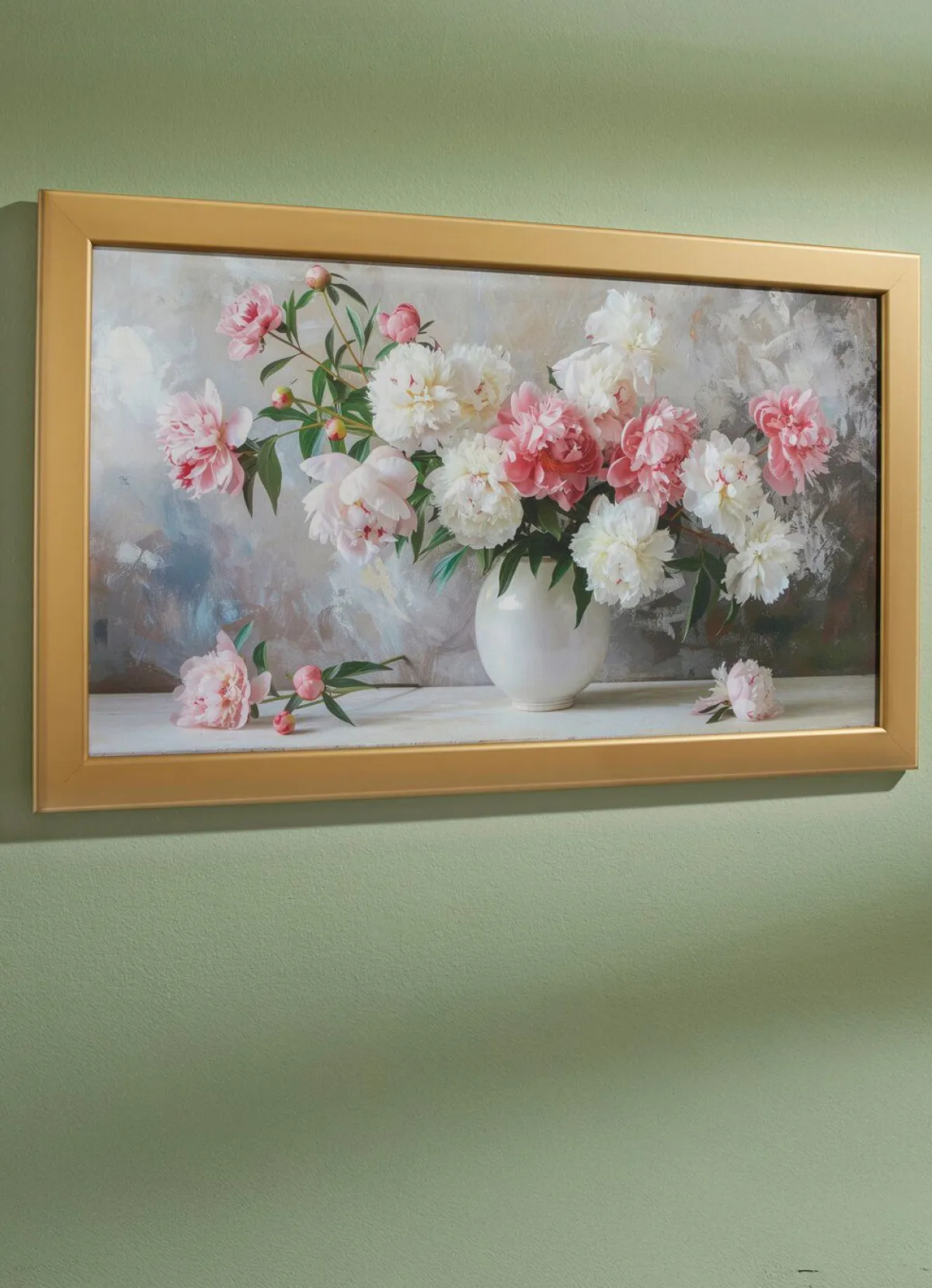 Online BADER Hochwertiges Leinwandbild WEISS-ROSA-GOLD