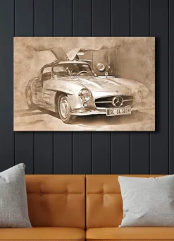New BADER Hochwertiges Leinwandbild auf Holzrahmen CREME-BRAUN