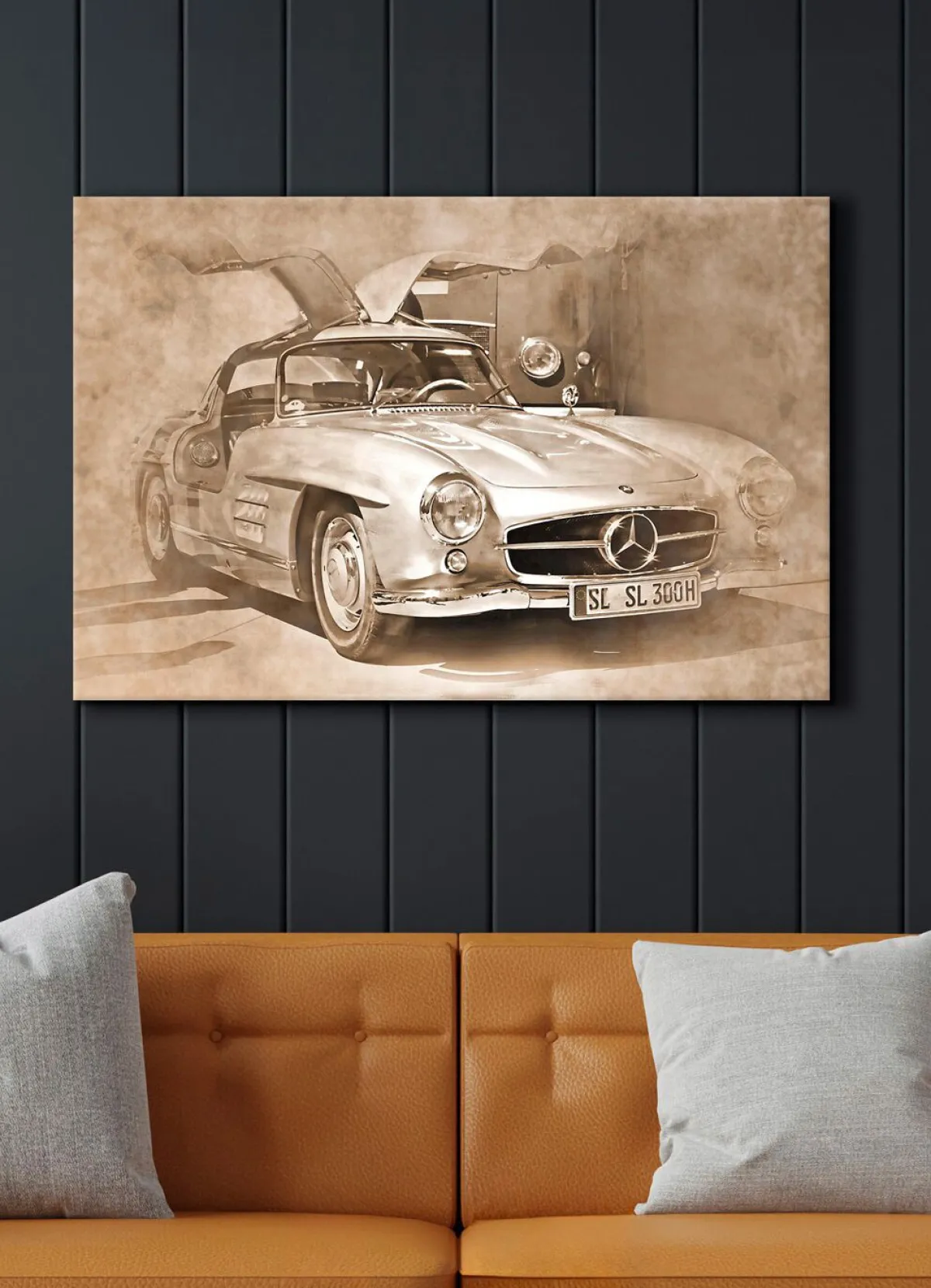New BADER Hochwertiges Leinwandbild auf Holzrahmen CREME-BRAUN