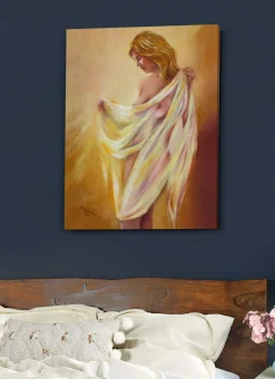 Clearance BADER Hochwertiges Leinwandbild mit dem Titel Akt mit Tuch NATUR