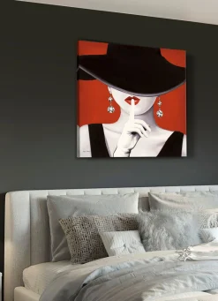 New BADER Hochwertiges Leinwandbild mit dem Titel Hut ab! SCHWARZ-ROT-WEISS