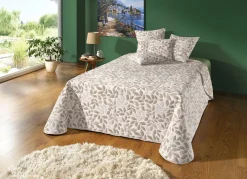 Clearance BADER Hochwertige Tagesdecke mit Bandeinfassung NATUR