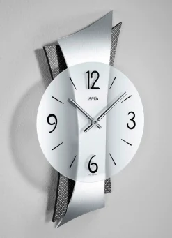 BADER Hochwertige Wanduhr aus Messing mit geschwungener Rückwand SILBER