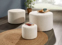 Discount BADER Hockerset, 3-teilig, mit angenehm flauschigem Stoff CREME