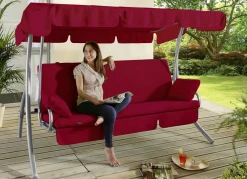 Hot BADER Hollywood-Schaukel mit Gestell aus verzinktem Stahlrohr BORDEAUX