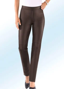 KLAUS MODELLE MADE IN GERMANY Hose aus softem Nappaleder-Imitat MOKKABRAUN