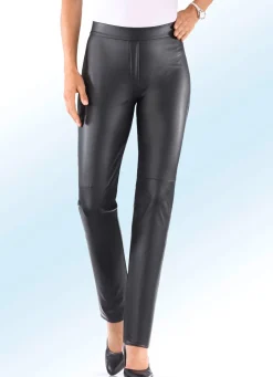 KLAUS MODELLE MADE IN GERMANY Hose aus softem Nappaleder-Imitat SCHWARZ
