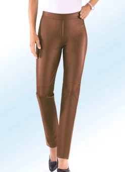 Clearance KLAUS MODELLE MADE IN GERMANY Hose aus softem Nappaleder-Imitat COGNAC