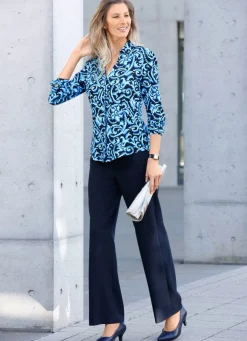 Outlet KLAUS MODELLE MADE IN GERMANY Hose in angesagter Palazzo-Form NACHTBLAU