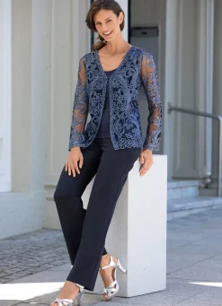 Outlet KLAUS MODELLE MADE IN GERMANY Hose in angesagter Palazzo-Form NACHTBLAU