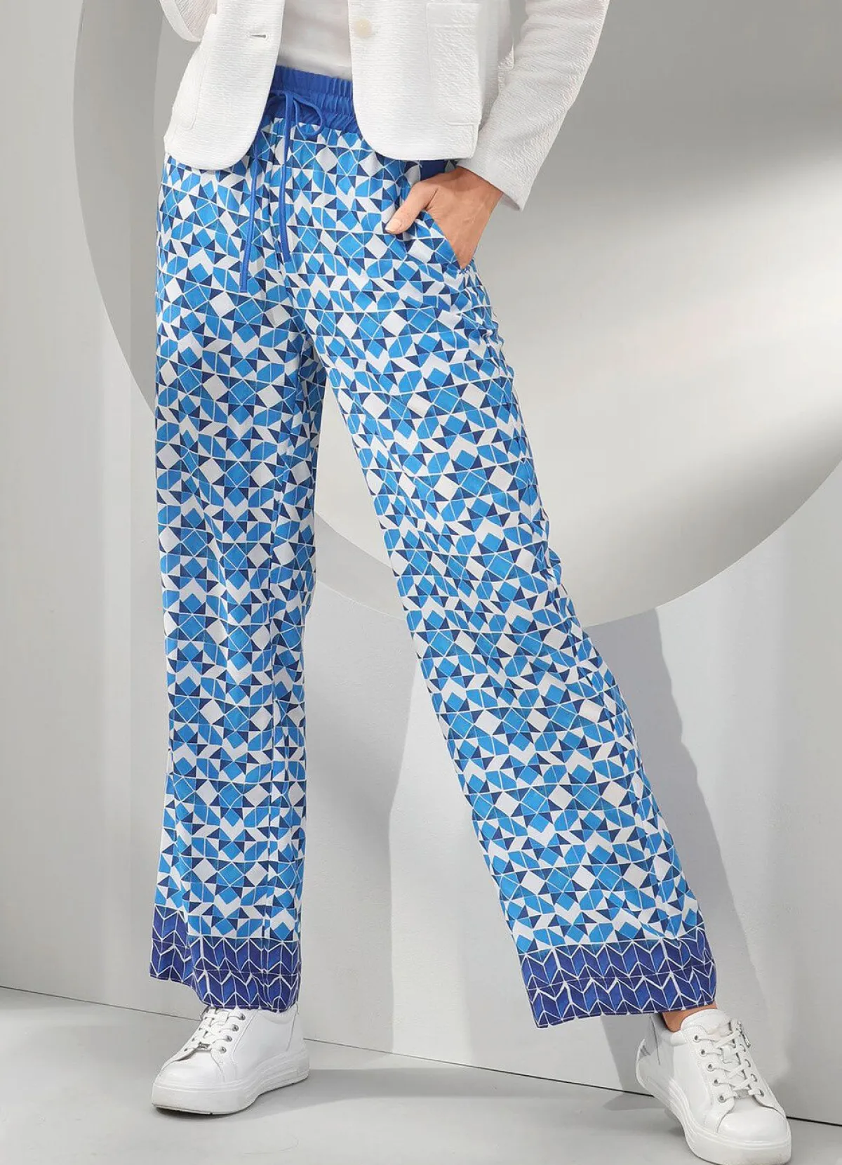 New BADER Hose in modischer Weite BLAU-ECRU