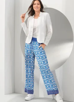 New BADER Hose in modischer Weite BLAU-ECRU