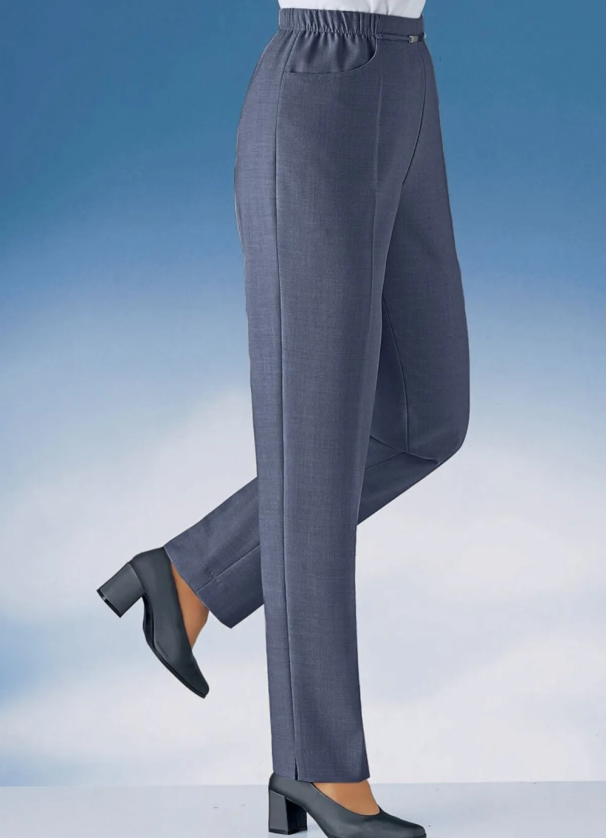 Online KLAUS MODELLE MADE IN GERMANY Hose in Schlupfform in 10 Farben RAUCHBLAU MEL.