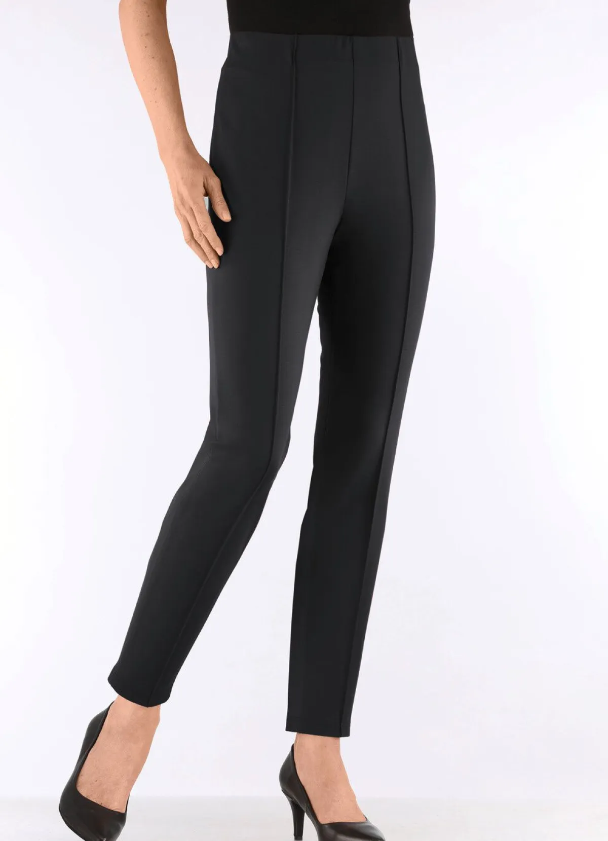Clearance KLAUS MODELLE MADE IN GERMANY Hose mit angeschnittenem Bund SCHWARZ