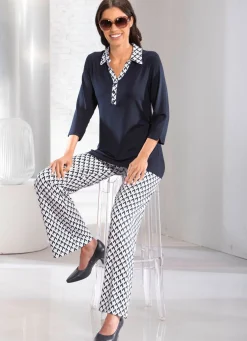 New BADER Hose mit ausdrucksstarker Dessinierung WEISS-MARINE