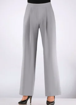 Discount BADER Hose mit Bundfalten in modischer Weite HELLGRAU