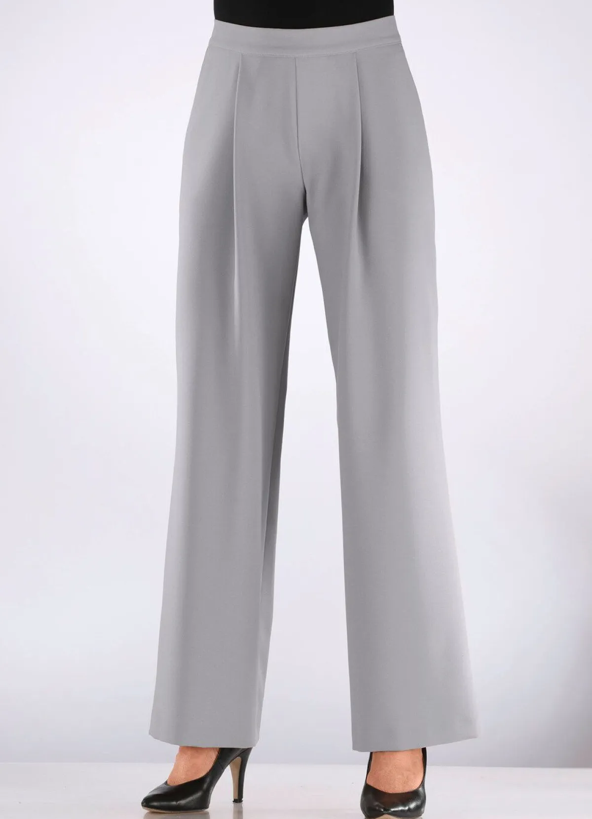 Discount BADER Hose mit Bundfalten in modischer Weite HELLGRAU
