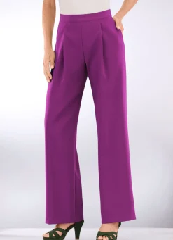 New KLAUS MODELLE MADE IN GERMANY Hose mit Bundfalten in modischer Weite FUCHSIA
