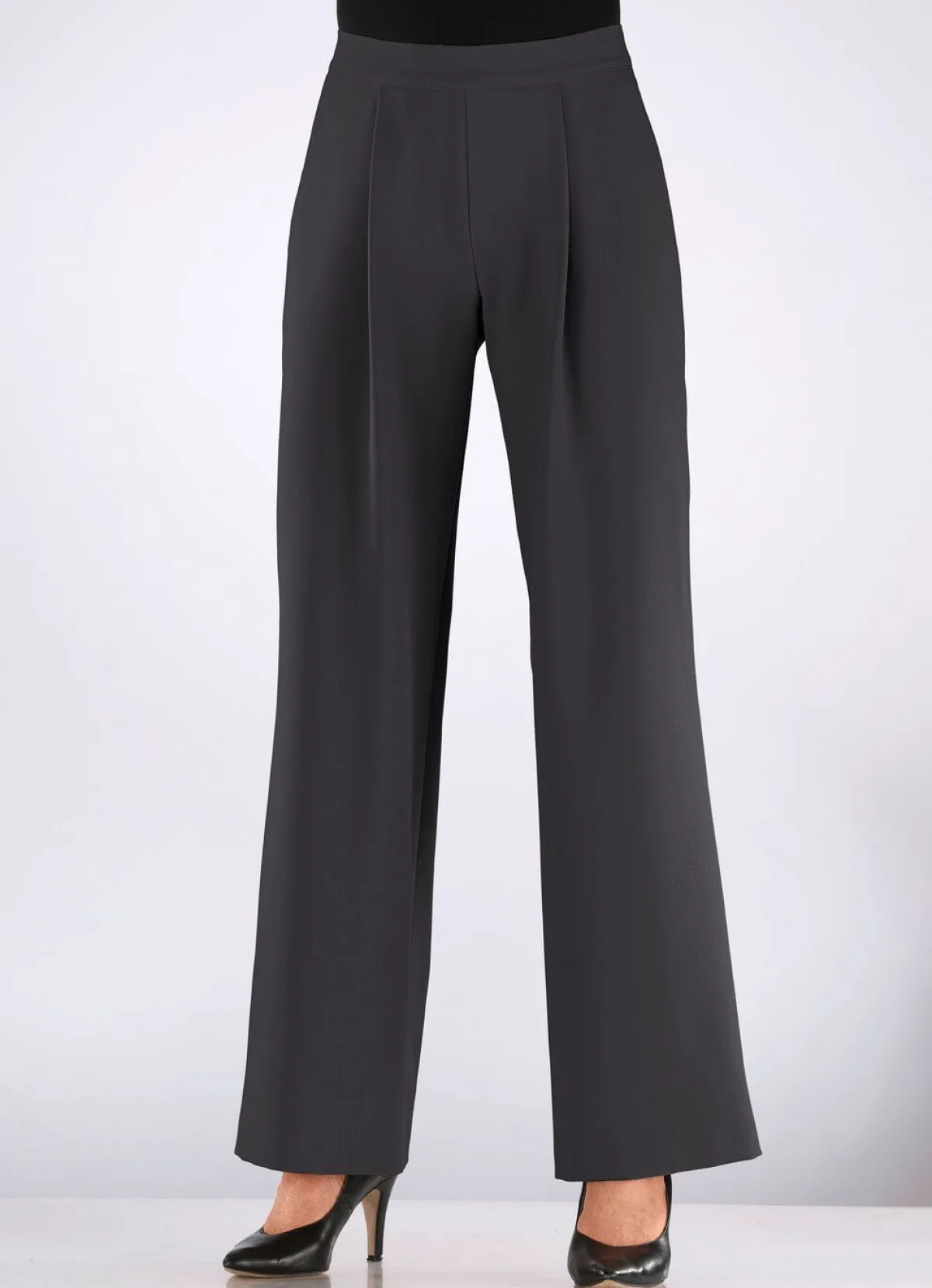 Outlet BADER Hose mit Bundfalten in modischer Weite DUNKELGRAU
