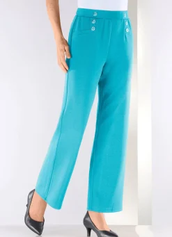 Hot BADER Hose mit dekorativen Zierknöpfen AQUA