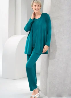 Online KLAUS MODELLE MADE IN GERMANY Hose mit edlem Glanz PETROL