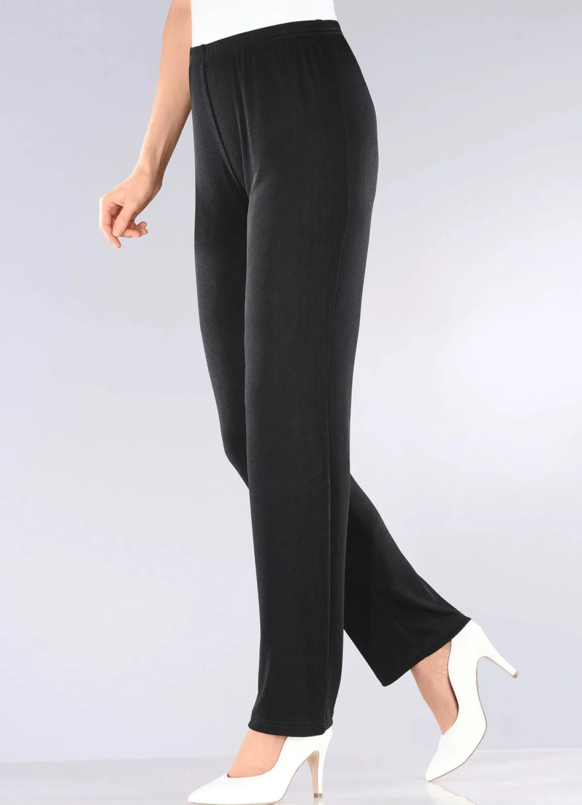 Sale KLAUS MODELLE MADE IN GERMANY Hose mit edlem Glanz in Extra-Kurzgrößen SCHWARZ