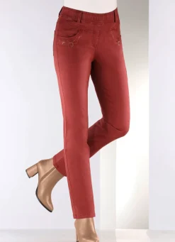 Outlet BADER Hose mit funkelnden Glitzersteinchen ZIEGELROT