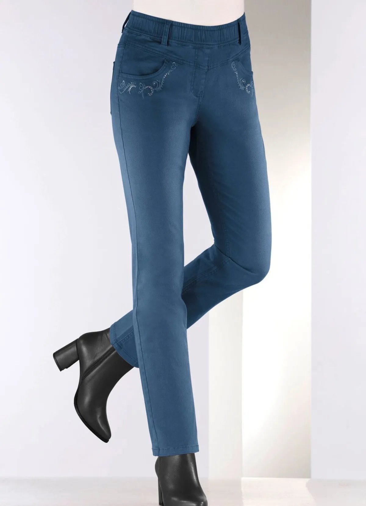 Clearance BADER Hose mit funkelnden Glitzersteinchen JEANSBLAU