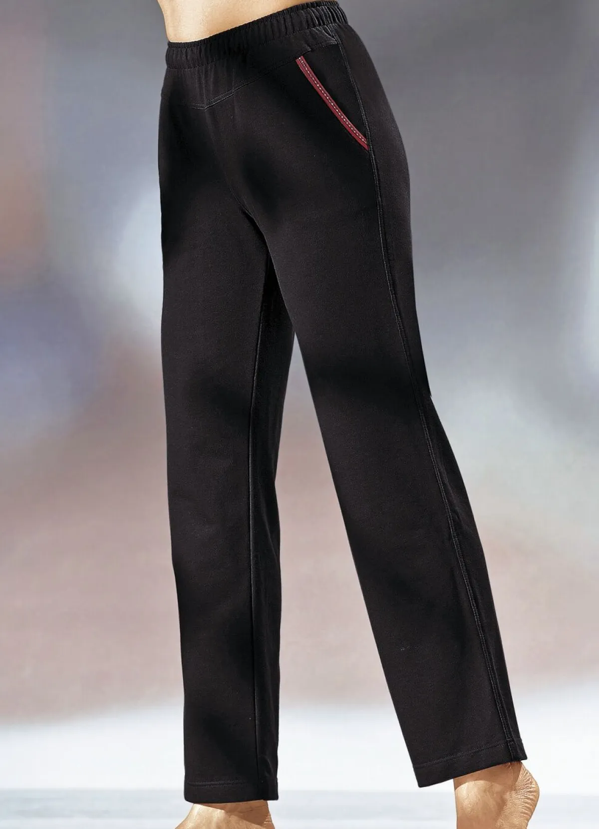 Online BADER Hose mit Glanzgarn besticktem Zierband SCHWARZ
