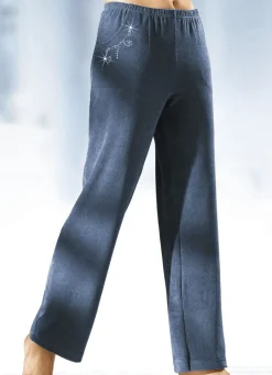 Discount BADER Hose mit hübscher Schmucksteinzier JEANSBLAU