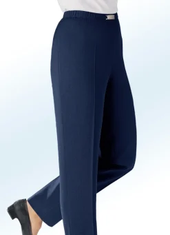 Hot KLAUS MODELLE MADE IN GERMANY Hose mit Metallzier am Bund in 8 Farben MARINE