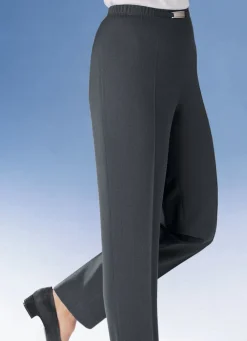 Best BADER Hose mit Metallzier am Bund ANTHRAZIT MEL.