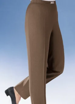 Best KLAUS MODELLE MADE IN GERMANY Hose mit Metallzier am Bund in 8 Farben SCHOKOBRAUN MEL.