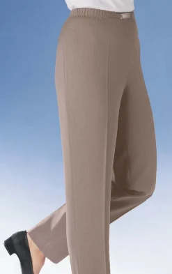 BADER Hose mit Metallzier am Bund MITTELBRAUN MEL.