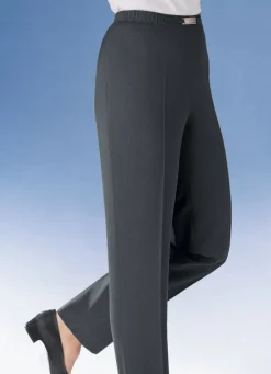 KLAUS MODELLE MADE IN GERMANY Hose mit Metallzier am Bund in 8 Farben ANTHRAZIT MEL.
