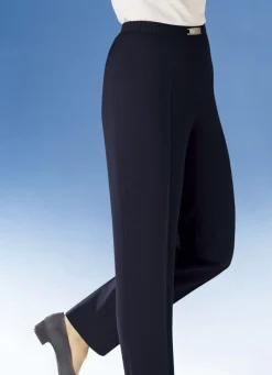 New KLAUS MODELLE MADE IN GERMANY Hose mit Metallzier am Bund in 8 Farben MITTELBRAUN MEL.