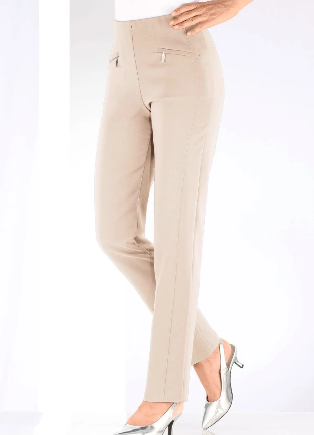 Sale BADER Hose mit Reißverschlüssen an den Taschen BEIGE