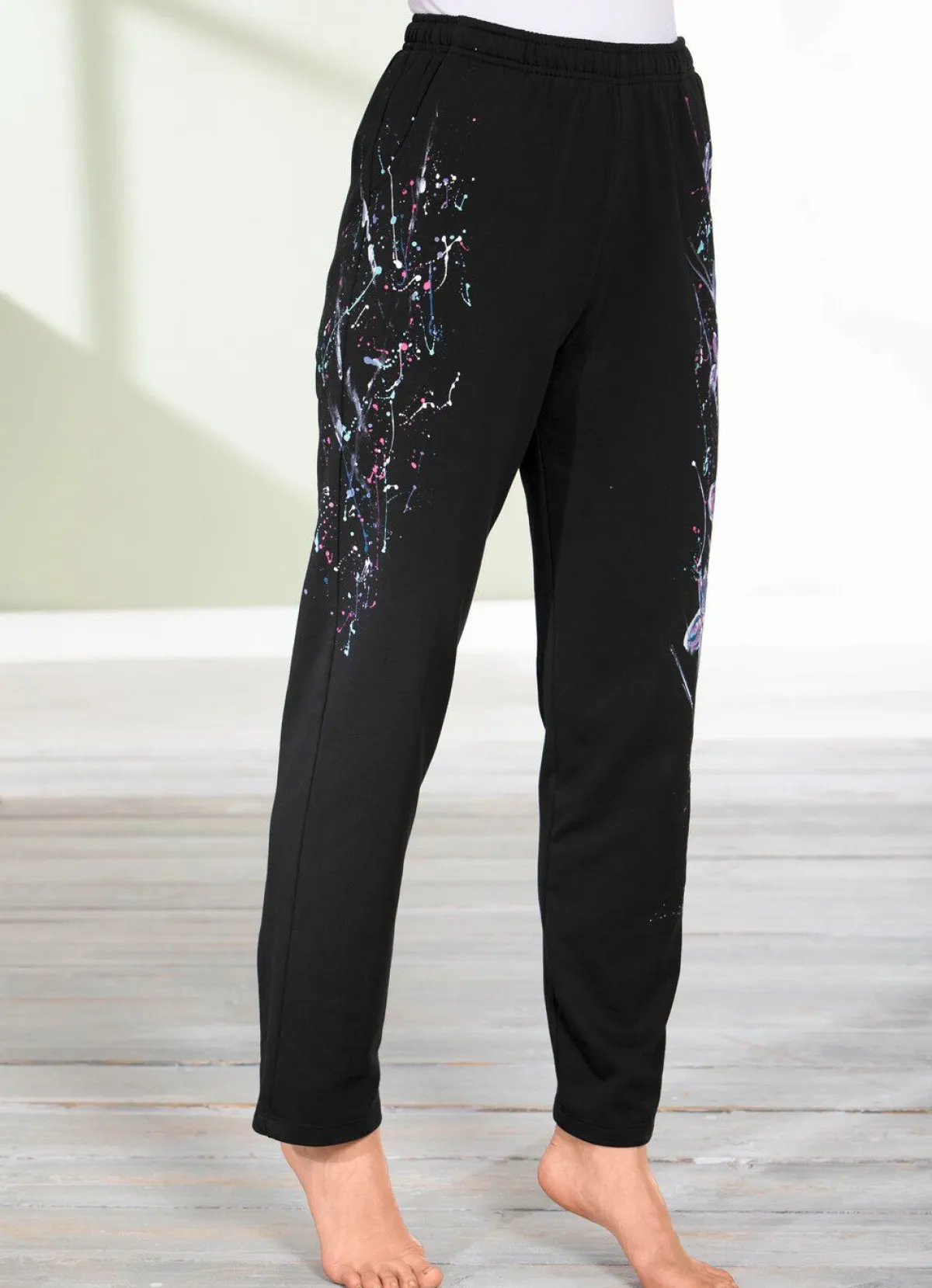 BADER Hose mit tollem Floral Dessin SCHWARZ