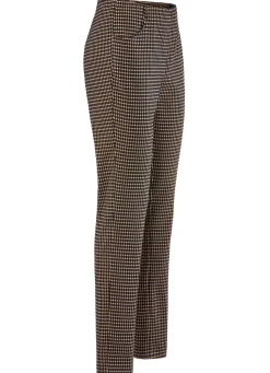 BADER Hose mit trendiger Hahnentritt-Dessinerung COGNAC-SCHWARZ