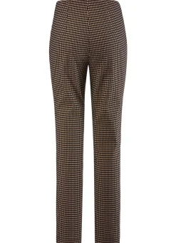 BADER Hose mit trendiger Hahnentritt-Dessinerung COGNAC-SCHWARZ
