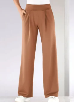 New KLAUS MODELLE MADE IN GERMANY Hose mit weitem Beinverlauf CAMEL