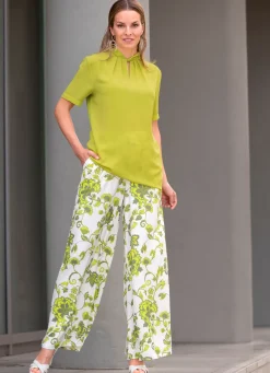 Best BADER Hose von TIZIA ECRU-KIWI-OLIV-BUNT