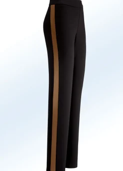 New KLAUS MODELLE MADE IN GERMANY Hose im angesagten Materialmix SCHWARZ-COGNAC