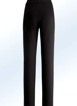 New KLAUS MODELLE MADE IN GERMANY Hose im angesagten Materialmix SCHWARZ-COGNAC