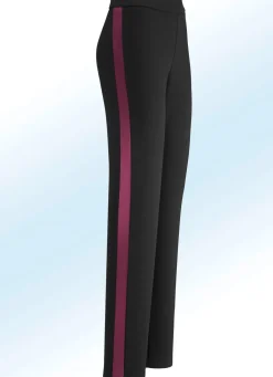 KLAUS MODELLE MADE IN GERMANY Hose im angesagten Materialmix SCHWARZ-ROT