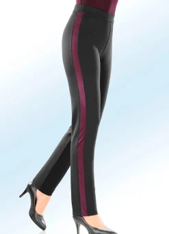 KLAUS MODELLE MADE IN GERMANY Hose im angesagten Materialmix SCHWARZ-ROT