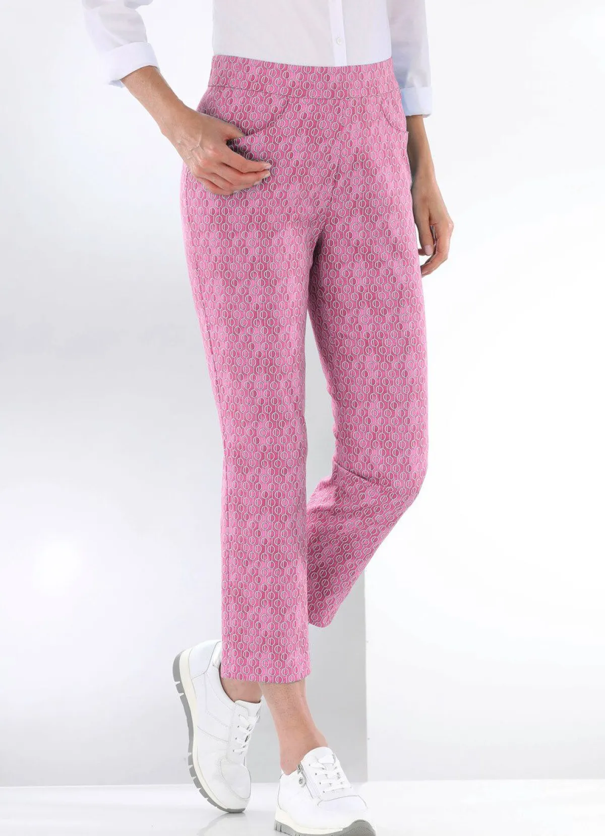 Online KLAUS MODELLE MADE IN GERMANY Hose in aktueller Dessinierung PINK-WEISS