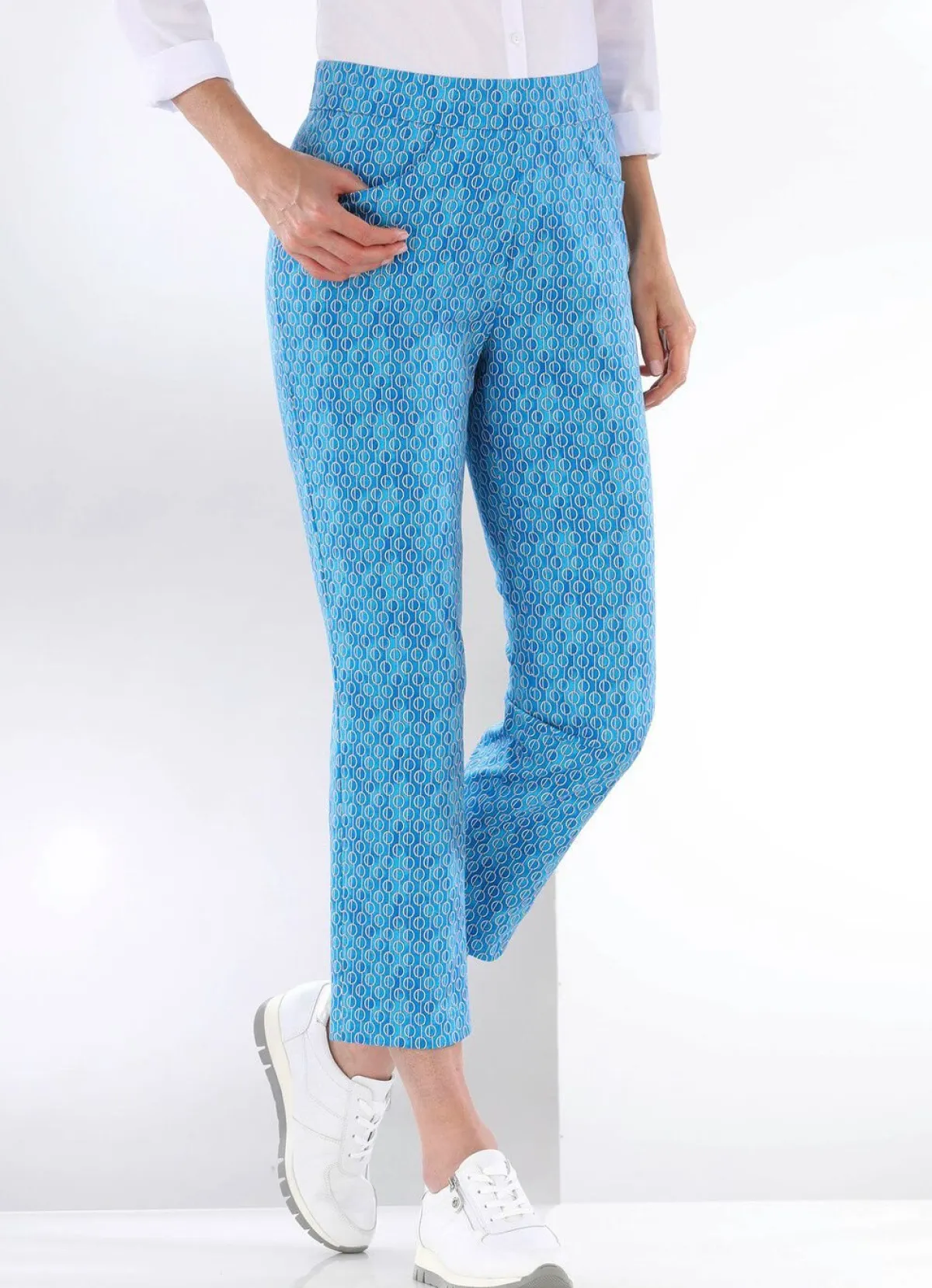 Discount KLAUS MODELLE MADE IN GERMANY Hose in aktueller Dessinierung AZURBLAU-WEISS