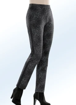 Discount KLAUS MODELLE MADE IN GERMANY Hose in aktueller Leo-Dessinierung GRAU-SCHWARZ