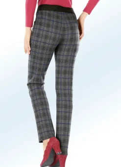 New KLAUS MODELLE MADE IN GERMANY Hose in angesagter Karo-Dessinierung ANTHRAZIT-BLAU